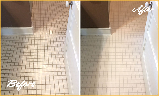 Before and After Picture of a Lighthouse Point Bathroom Floor Sealed to Protect Against Liquids and Foot Traffic
