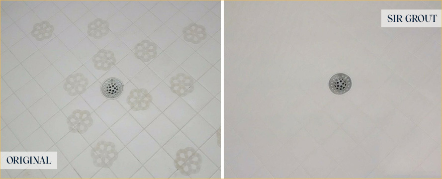 Shower Floor Before and After Our Boca Raton Grout Sealing Service