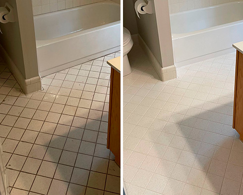 Bathroom Tiles Before and After Our Boynton Beach Grout Cleaning Service