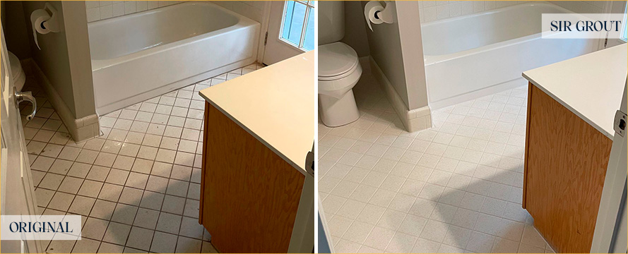 Bathroom Tiles Before and After Our Boynton Beach Grout Cleaning Service