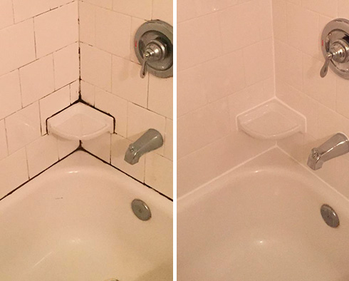 Bathtub Before and After Our Delray Beach Caulking Services