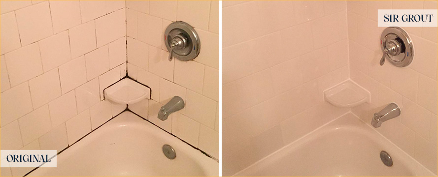 Bathtub Before and After Our Delray Beach Caulking Services