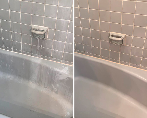 Bathtub Before and After Our West Palm Beach Tile Cleaning Service