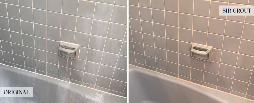 Bathtub Before and After Our West Palm Beach Tile Cleaning Service