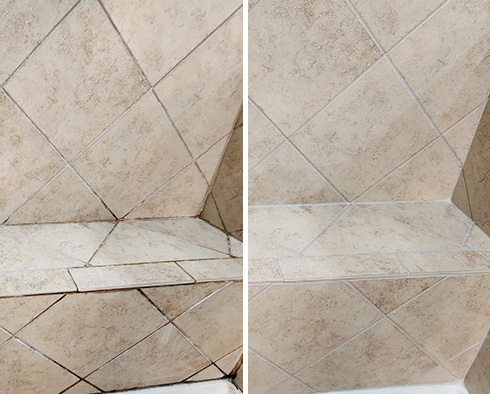 Shower Before and After Our Coral Springs Grout Cleaning Service