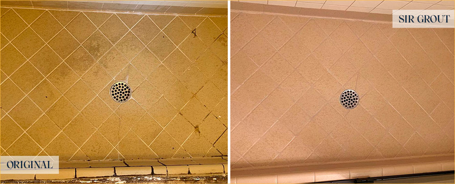 Shower Floor Before and After Our Fort Lauderdale Caulking Services