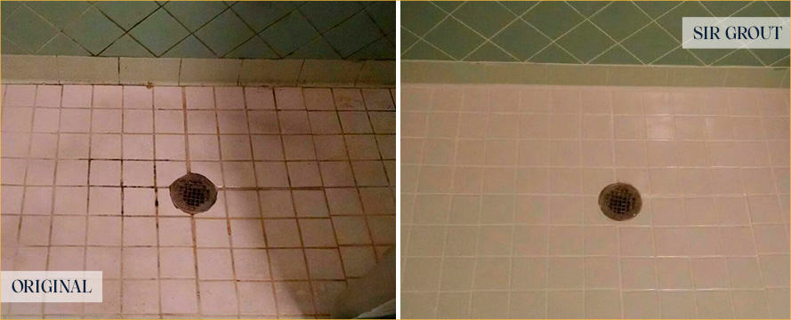 Shower Before and After Our West Palm Beach Tile Cleaning Service