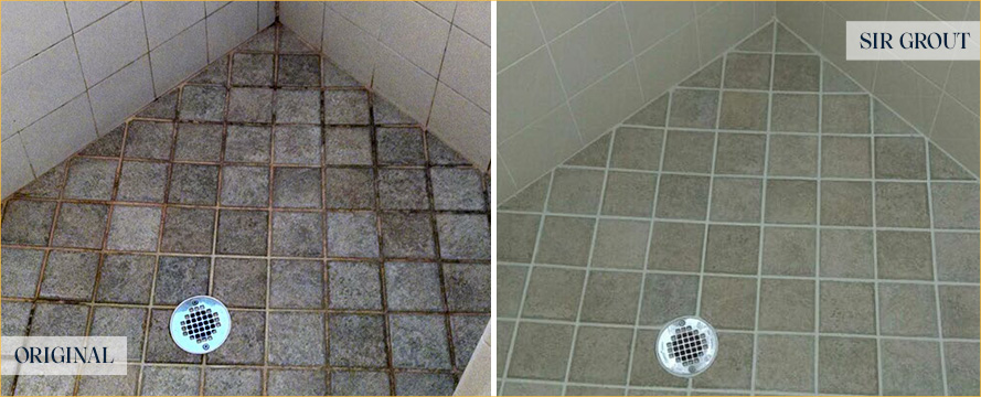Shower Before and After Our Fort Lauderdale Grout Cleaning Service