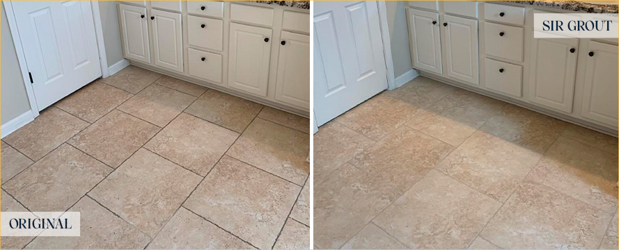 Bathroom Floor Before and After Our Boyton Beach Grout Cleaning Service