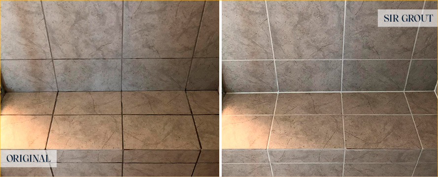 Bathroom Tiles Before and After Our West Palm Beach Grout Cleaning Service