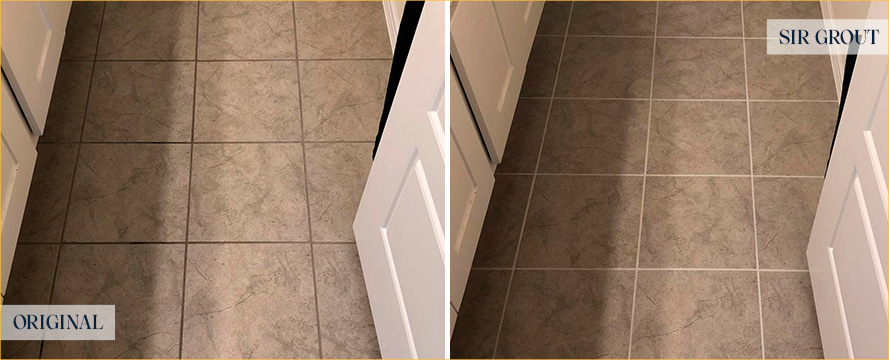 Bathroom Before and After Our West Palm Beach Grout Cleaning Service