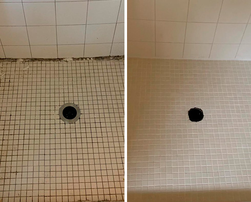 Shower Before and After Our Wellington Caulking Service