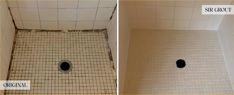 Shower Before and After Our Wellington Caulking Service