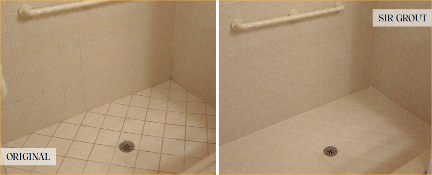 Shower Before and After Our Grout Cleaning Service